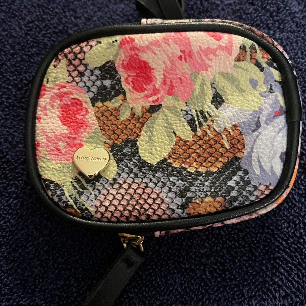Betsey Johnson Floral Crossbody Bag - Black and Pink